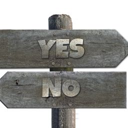 sign pointing one way to yes and another way to no